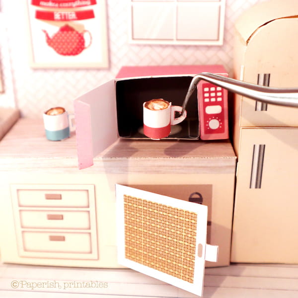Miniature Microwave Oven Dollhouse Kitchen, Miniatures, 1:12 Scale