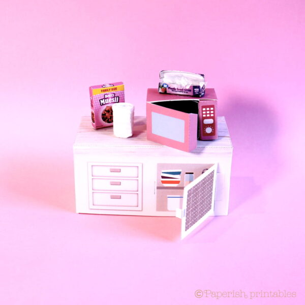 How to make a miniature kitchen counter with paper