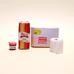 Dollhouse miniature printables of bread, jam and toilet paper