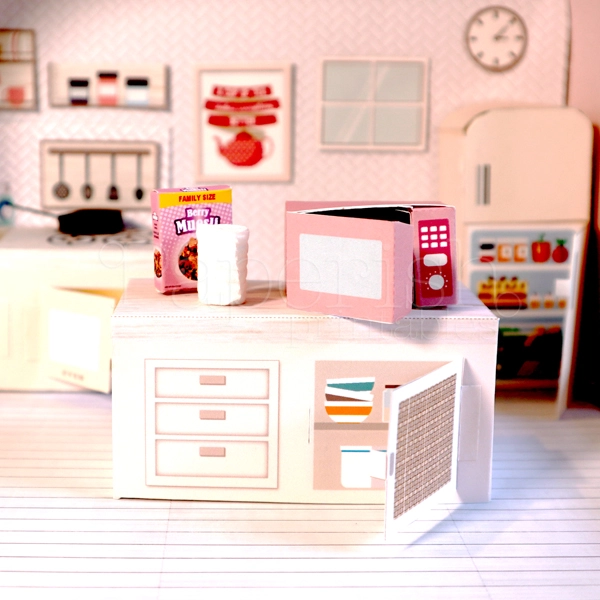DIY Dollhouse Miniature Kitchen Counter: Free Paper Craft Template (1:12 Scale)