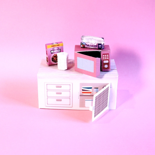 Free DIY Dollhouse Miniature Kitchen Counter template (1:12 Scale)