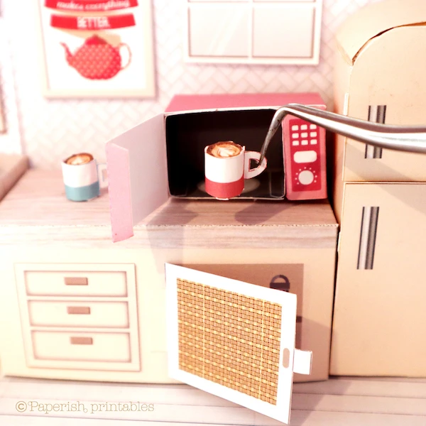 Free 1:12 Scale Miniature Microwave Printable: Turn Paper Into a Dollhouse Kitchen Essential