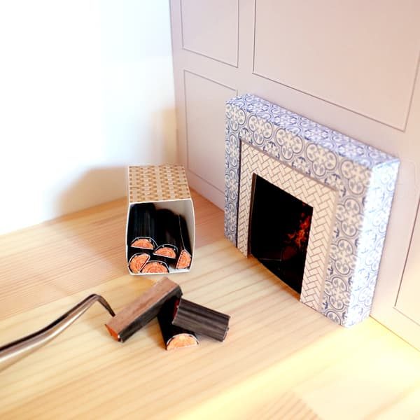 Make your own dollhouse fireplace and firewood