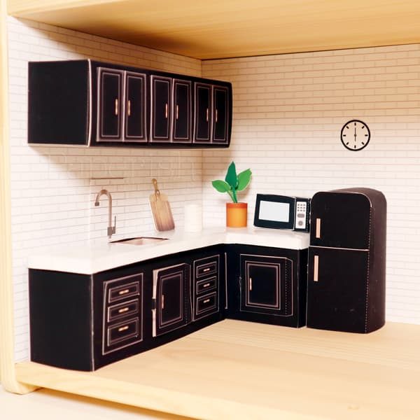 Modern dollhouse kitchen furniture