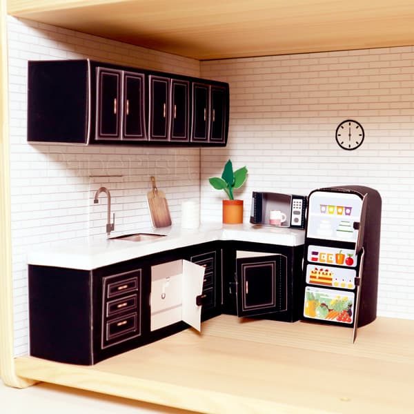 Diy dollhouse on sale kitchen cabinets