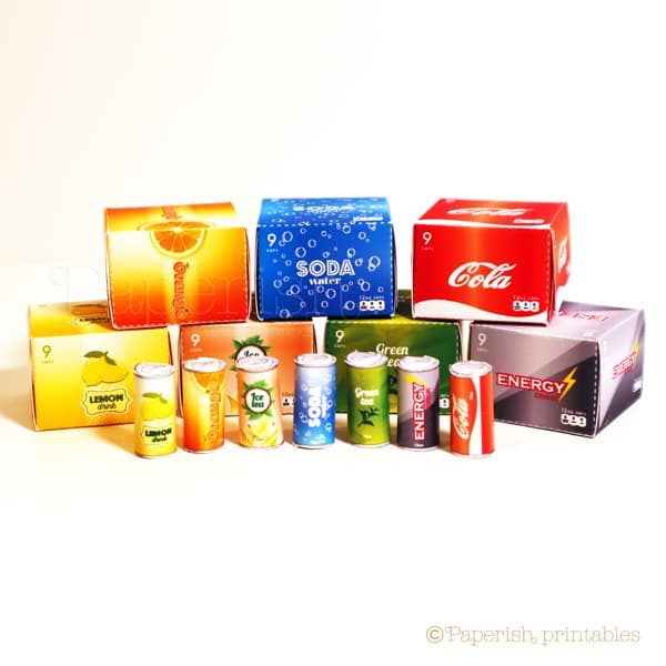 DIY dolls food soft drink cans templates